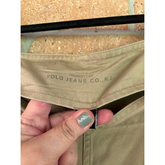 Polo Jeans Co. Ralph Lauren Vintage Beige Denim Overalls Relaxed Fit Adjustable - Picture 5 of 15